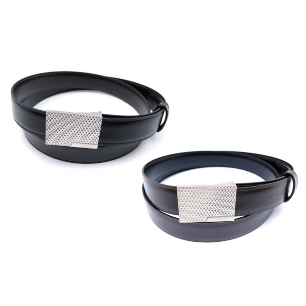 NEUF CEINTURE ST DUPONT REVERSIBLE BOUCLE DELTA BOX 8000120 CUIR BOITE BELT 175€