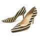 NEUF CHAUSSURES MANOLO BLAHNIK 41 ESCARPINS TOILE BEIGE ET NOIR +BOITE PUMP 595€