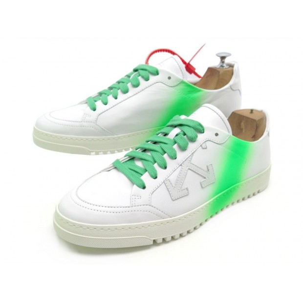 NEUF CHAUSSURES OFF-WHITE 2.0 SNEAKER SPRAY 8 42 BASKETS CUIR BLANC + BOITE 445€