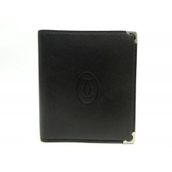 PORTEFEUILLE MUST DE CARTIER EN CUIR NOIR PORTE MONNAIE LEATHER WALLET 520€