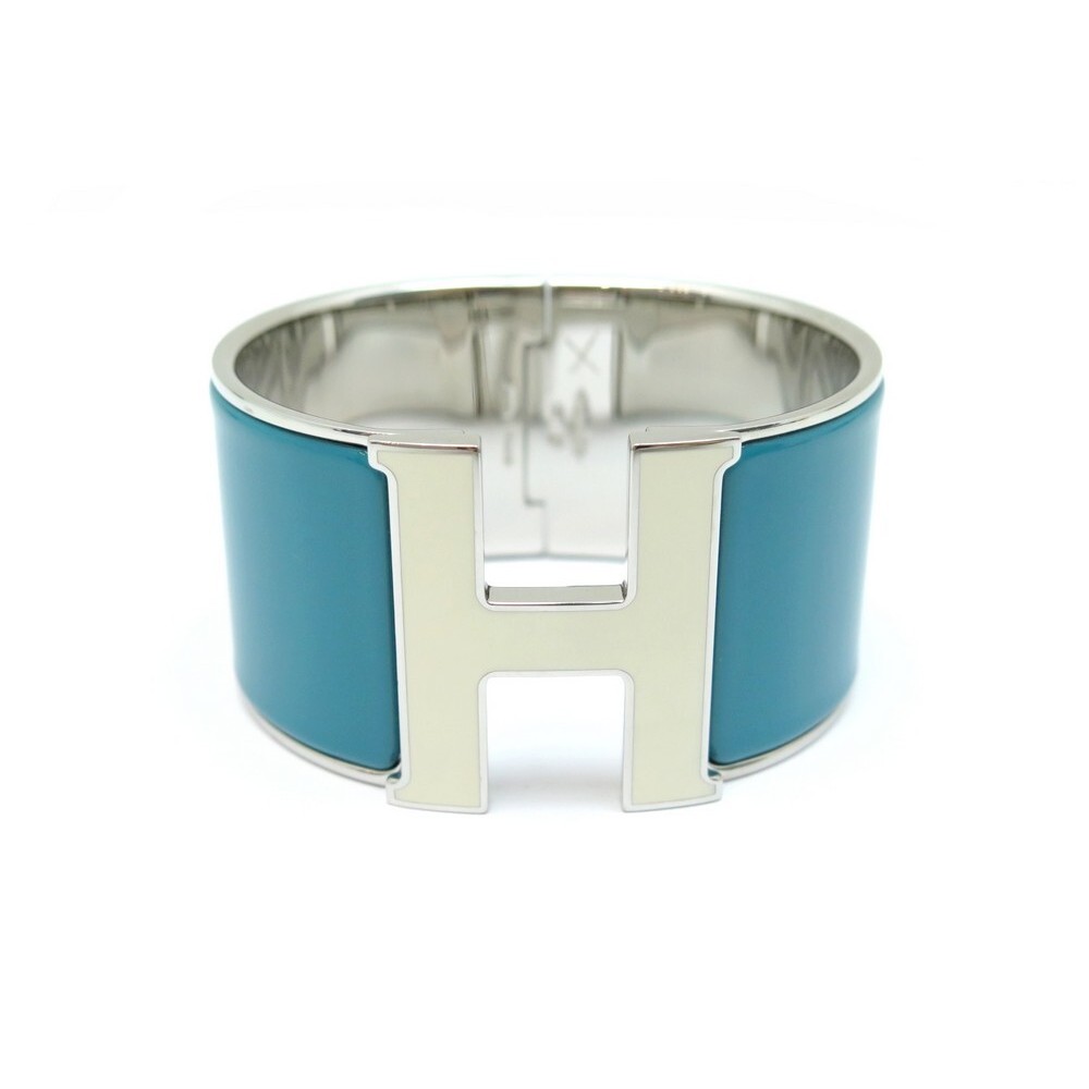 HERMES Clic H Bangle Metal Bracelet Blue