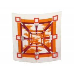 FOULARD HERMES PERSPECTIVE PAR A.M CASSANDRE EN SOIE ORANGE SILK SCARF 385€