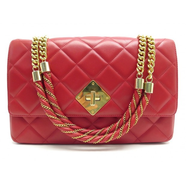 SAC A MAIN MOSCHINO BANDOULIERE EN CUIR ROUGE MATELASSE LEATHER HAND BAG 795€