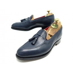 NEUF CHAUSSURES JM WESTON MOCASSINS PAMPILLES 173 8D 42 CUIR BLEU SHOES 1055€