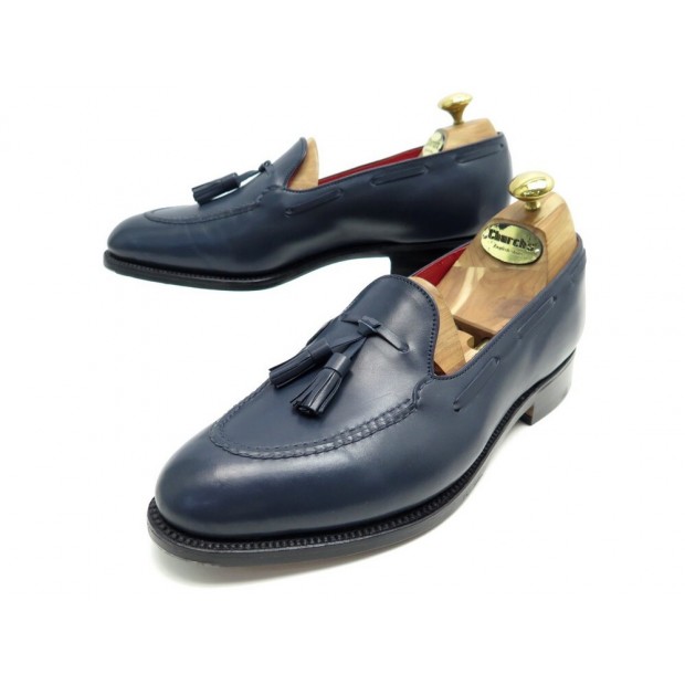 NEUF CHAUSSURES JM WESTON MOCASSINS PAMPILLES 173 8D 42 CUIR BLEU SHOES 1055€