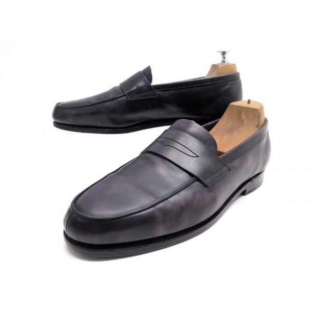CHAUSSURES JOHN LOBB MOCASSINS FINEDON 8E 42 CUIR ANTHRACITE LEATHER SHOES 760€