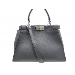 SAC A MAIN FENDI PEEKABOO MEDIUM 8BN290 BANDOULIERE EN CUIR GRIS HAND BAG 3800€