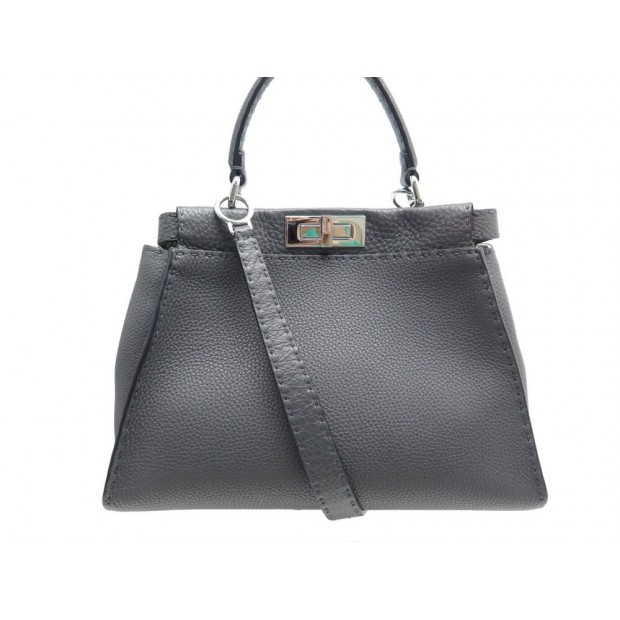 SAC A MAIN FENDI PEEKABOO MEDIUM 8BN290 BANDOULIERE EN CUIR GRIS HAND BAG 3800€