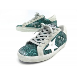 NEUF CHAUSSURES GOLDEN GOOSE BASKET SUPERSTAR PAILLETTES VERT 36 SNEAKERS 450€