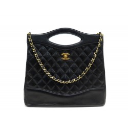 VINTAGE SAC A MAIN CHANEL 31 MEDIUM EN CUIR MATELASSE NOIR BANDOULIERE BAG 6800€