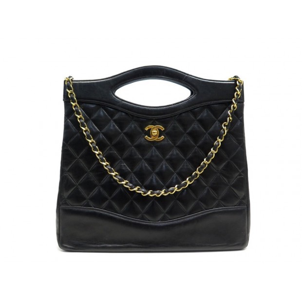 VINTAGE SAC A MAIN CHANEL 31 MEDIUM EN CUIR MATELASSE NOIR BANDOULIERE BAG 6800€