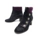 CHAUSSURES CHANEL BOTTINES BOUTONS CC G29221 37.5 EN DAIM NOIR BOOTS SHOES 1135€