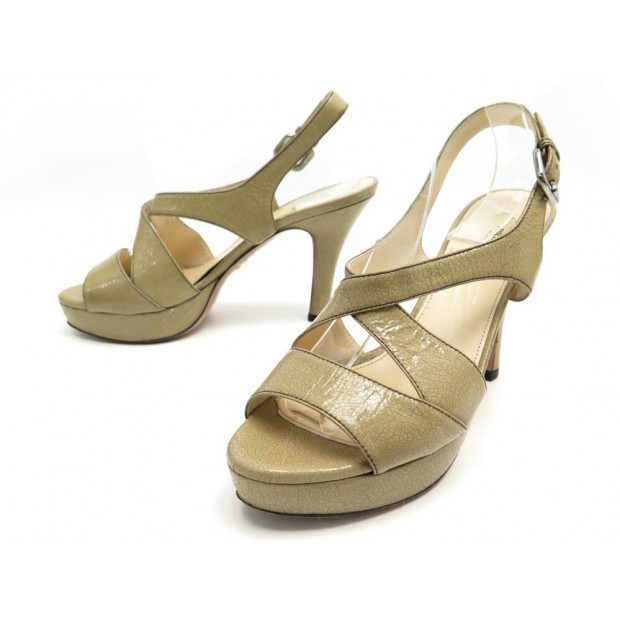 CHAUSSURES PRADA SANDALES A TALONS 37 IT 38 FR EN CUIR MARRON + BOITE SHOES 750€