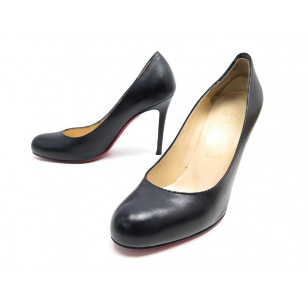 CHAUSSURES CHRISTIAN LOUBOUTIN ESCARPINS SIMPLE PUMP 37 CUIR NOIR + BOITE 575€