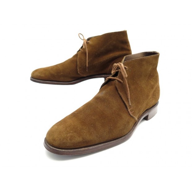 CHAUSSURES CROCKETT & JONES BOTTINES CHUKKA 9.5D 43.5 EN DAIM MARRON SHOES 445€