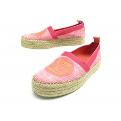 NEUF CHAUSSURES LOUIS VUITTON ESPADRILLES 36.5 EN TOILE ROSE SANDAL SHOES 650€