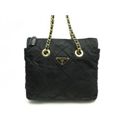 NEUF SAC A MAIN PRADA B1468 TOILE NYLON MATELASSE NOIR NEW CANVAS HAND BAG 990€