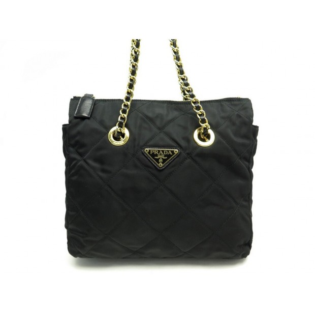 NEUF SAC A MAIN PRADA B1468 TOILE NYLON MATELASSE NOIR NEW CANVAS HAND BAG 990€