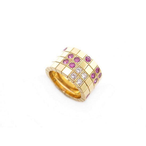 BAGUE CARTIER LANIERES GM 52 OR JAUNE 18K DIAMANTS & SAPHIRS + BOITE GOLD RING