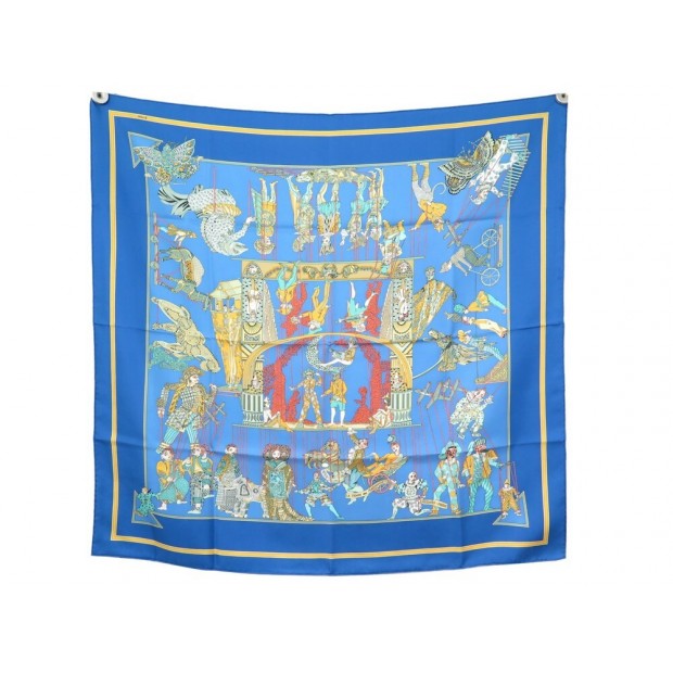 NEUF FOULARD HERMES LE TEMPS DES MARIONNETTES FAIVRE CARRE 90 SOIE SCARF 385€