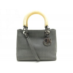 SAC A MAIN CHRISTIAN DIOR LADY PM BANDOULIERE TOILE GRIS CANVAS HAND BAG 1900€