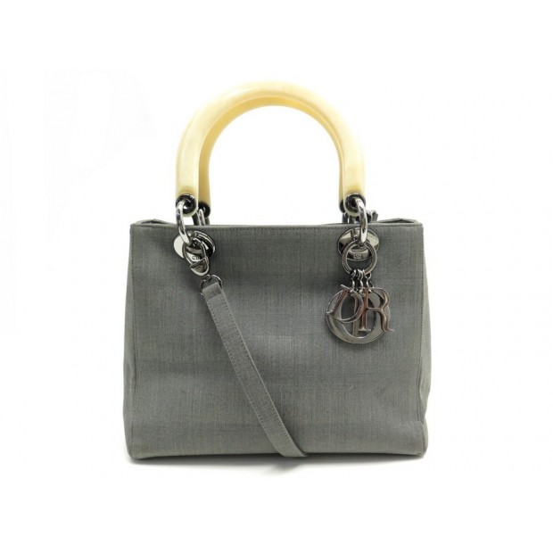 SAC A MAIN CHRISTIAN DIOR LADY PM BANDOULIERE TOILE GRIS CANVAS HAND BAG 1900€