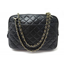 VINTAGE SAC A MAIN CHANEL CAMERA GM CUIR MATELASSE NOIR BANDOULIERE BAG 3200€