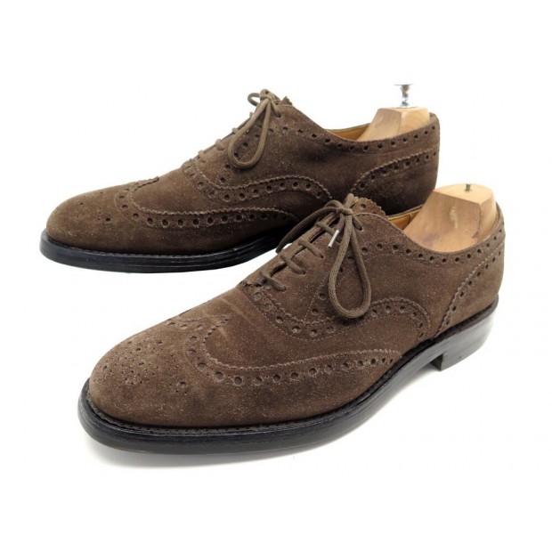 CHAUSSURES CHURCH'S ASLEY 8.5F 42.5 RICHELIEU BOUT FLEURI DAIM MARRON SHOES 620€