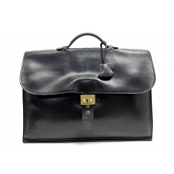 VINTAGE SACOCHE HERMES SAC A DEPECHES 2 SOUFFLETS EN CUIR NOIR LEATHER BAG 5900€