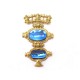 NEUF VINTAGE BROCHE SCHERRER EN METAL DORE & PIERRES BLEUES PENDENTIF BROOCH