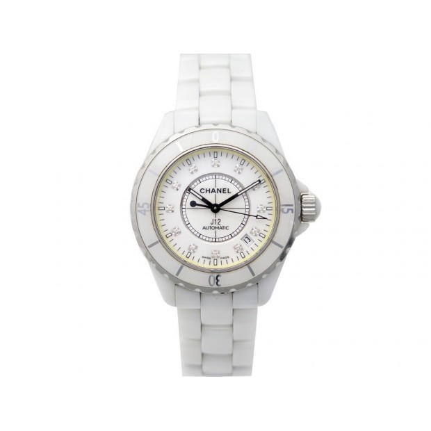 MONTRE CHANEL J12 H1629 AUTOMATIQUE 38 MM CERAMIQUE BLANCHE DIAMANTS WATCH 6050€