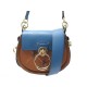 NEUF SAC A MAIN CHLOE TESS PM BANDOULIERE EN CUIR BICOLORE BLEU MARRON BAG 1450€