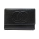 NEUF PORTEFEUILLE CHANEL LOGO CC EN CUIR CAVIAR NOIR BLACK WALLET BILLFOLD 770€