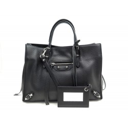 SAC A MAIN BALENCIAGA PAPIER A6 370926 BANDOULIERE EN CUIR NOIR HAND BAG 1560€