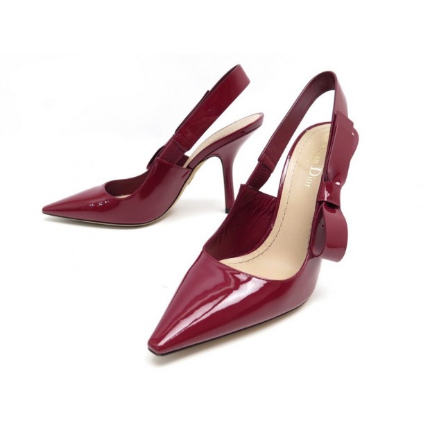 NEUF CHAUSSURES CHRISTIAN DIOR ESCARPINS SWEET-D 38 EN CUIR VERNIS SCARLET 790€