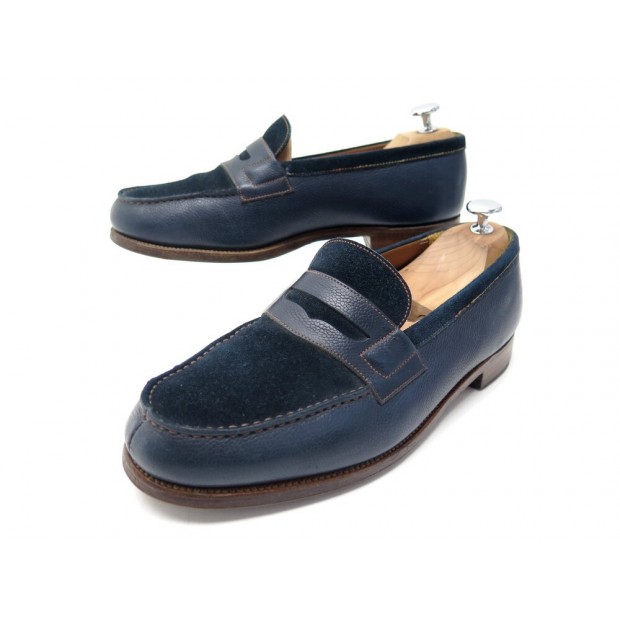 CHAUSSURES JM WESTON MOCASSINS 180 7E 41 EN CUIR & DAIM BLEU MARINE SHOES 670€