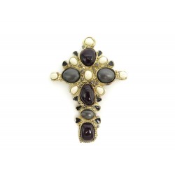 BROCHE CHANEL CROIX GRIPOIX 2008 EN METAL DORE PENDENTIF GOLDEN BROOCH PENDANT