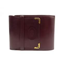 PORTE CHEQUIER MUST DE CARTIER EN CUIR BORDEAUX CHECK RACK BURGUNDY WALLET 450€