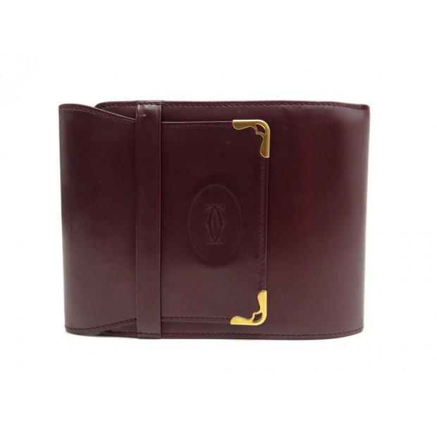 PORTE CHEQUIER MUST DE CARTIER EN CUIR BORDEAUX CHECK RACK BURGUNDY WALLET 450€