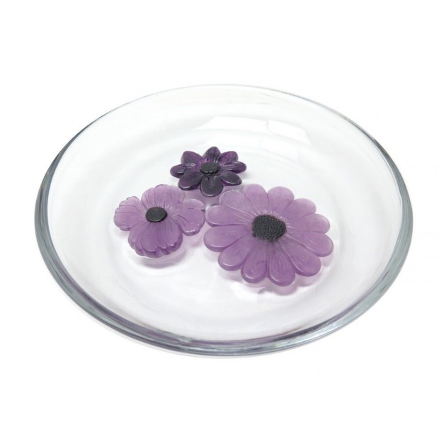 CENTRE DE TABLE DAUM COPPELIA CRISTAL FLEURS EN PATE DE VERRE VIOLET CENTERPIECE