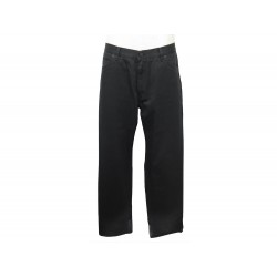 NEUF PANTALON LOUIS VUITTON JEAN BANDE CUIR XL 54 EN COTON NOIR TROUSERS 470€