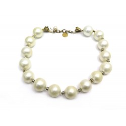 VINTAGE COLLIER CHANEL EN PERLES 2CM & STRASS CIRCA 1970 43 CM PEARLS NECKLACE