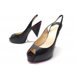 CHAUSSURES CHRISTIAN LOUBOUTIN ESCARPINS ROSEMIN PLEXI 40.5 CUIR NOIR SHOES 820€