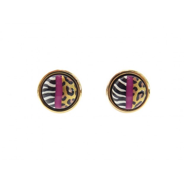 NEUF BOUCLES D'OREILLES FREY WILLE CABOCHON ZEBRE LEPARD ZEBRA EARRINGS 545€