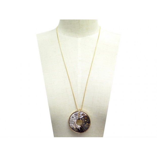 COLLIER FREY WILLE PENDENTIF LUNA PIENA + CHAINE SERPENTINE 67 CM EN EMAIL 860€