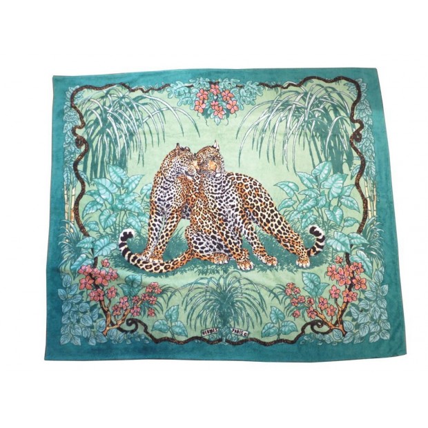 GRAND DRAP DE PLAGE HERMES SERVIETTE DE BAIN 140 x 170 LEOPARD JUNGLE LOVE 420€