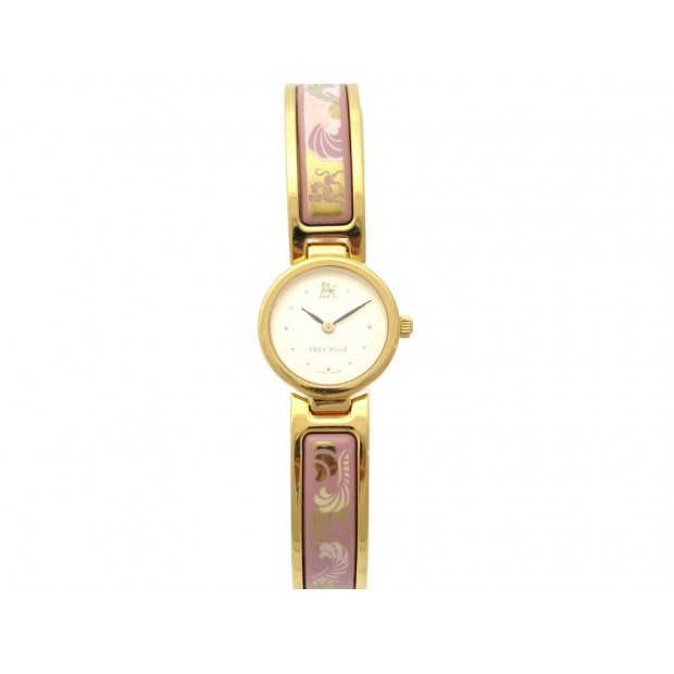 MONTRE FREY WILLE PICCADILLY CIRCUS QUARTZ 22 MM EMAIL & PLAQUE OR WATCH 2260€