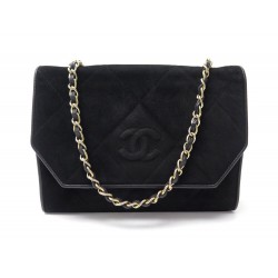 NEUF VINTAGE SAC A MAIN CHANEL LOGO CC BANDOULIERE EN DAIM NOIR HAND BAG 4400€