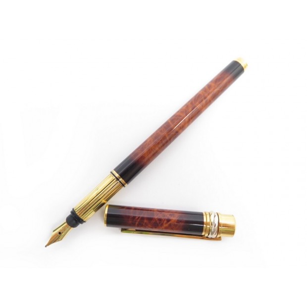 STYLO PLUME CARTIER TRINITY EN LAQUE MARBRE MARRON CARTOUCHE FOUNTAIN PEN 700€