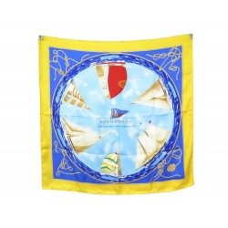 NEUF FOULARD VUITTON AMERICA'S CUP CARRE 90 EN SOIE BLEU NEW SILK SCARF 375€